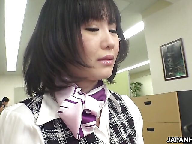 Big tits Japanese secretary Shizuku Hutaba shows her goods