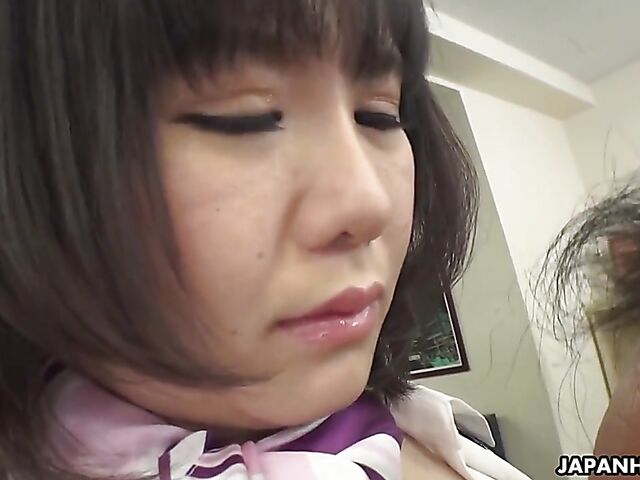 Big tits Japanese secretary Shizuku Hutaba shows her goods