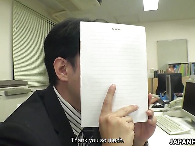 Big tits Japanese secretary Shizuku Hutaba shows her goods