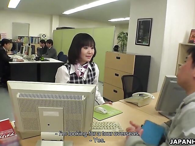 Big tits Japanese secretary Shizuku Hutaba shows her goods