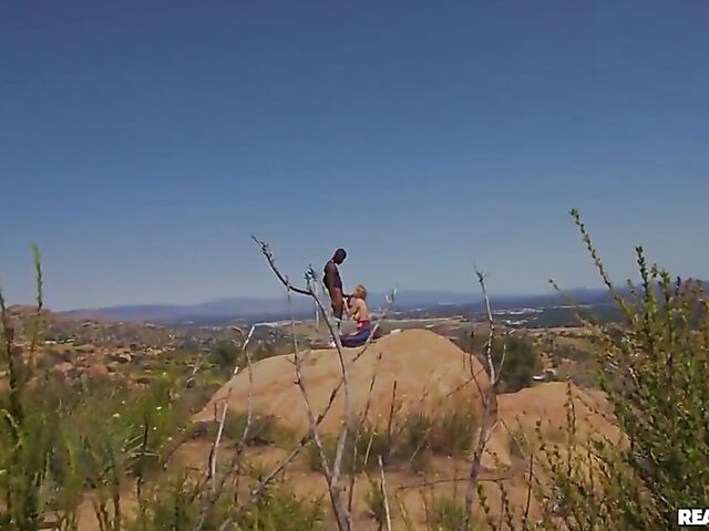 Outdoor interracial group sex on a hike with Angel Youngs, Nikki Sweet and Jesse Pony