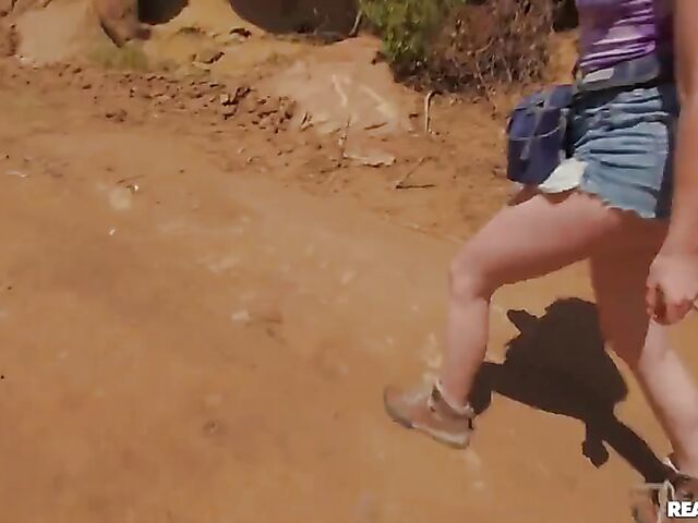 Outdoor interracial group sex on a hike with Angel Youngs, Nikki Sweet and Jesse Pony