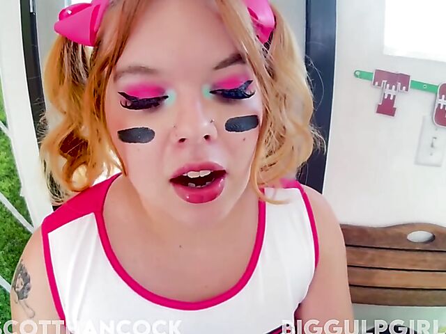 Aurora Angel - Cock hungry cheerleader POV blowjob