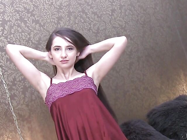 Tammy - Long hair teen solo in the bedroom