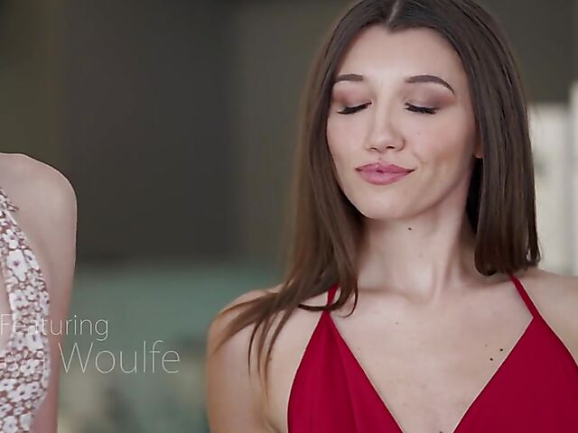 Girl on girl with a glass toy featuring Lena Anderson and Maya Woulfe