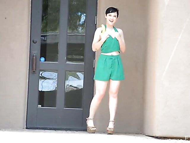 Short hair brunette with toys Jade Valentine