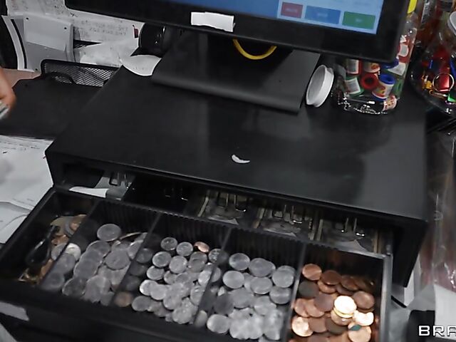 Busty ebony Jordyn Falls gets caught with Gaby Ortega at the convenience store and squirts with Jimmy Michaels