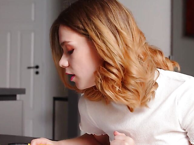 Alice Nekrasova - Ukrainian teen masturbating during the break from studying