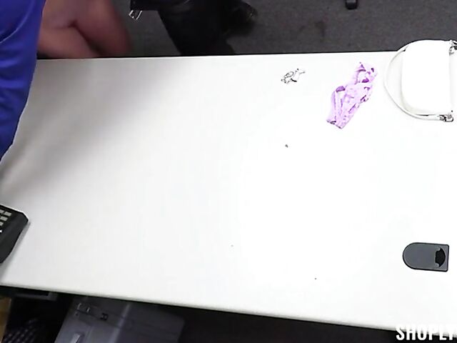 Petite shoplifter Mazy Myers gets tricked into sex