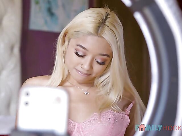 Blonde asian girl Gia Di Bella seduces her stepbrother