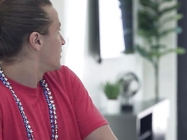 Big tits threesome with busty brunette Alyx Star