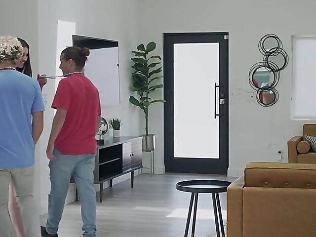 Big tits threesome with busty brunette Alyx Star