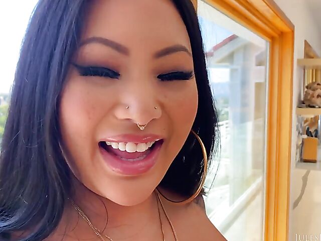 Busty asian in fishnets Connie Perignon gets screwed by Manuel Ferrara