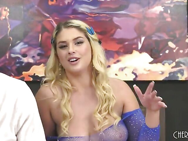 Big tit blonde Riley Reign plays with cock and toys live!