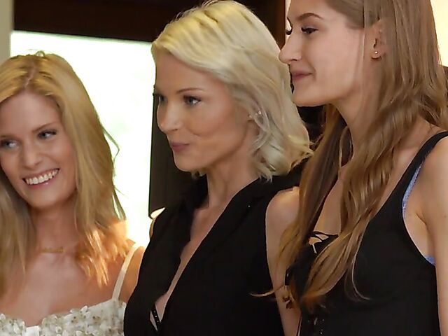 One lucky guy and three slender beauties Azazai, Candee Licious and Tiffany Tatum