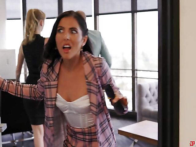 Femdom threesome with Theodora Day getting ass fucked as Angel Youngs watches