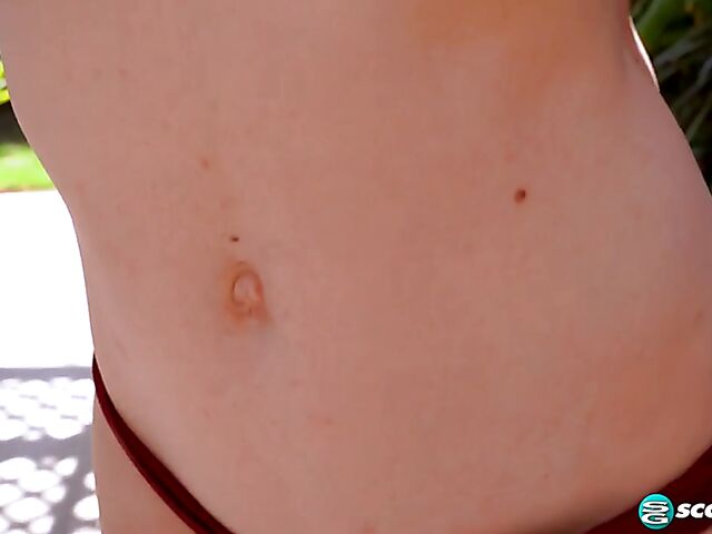 Outdoor masturbation in the garden right in front of you with charming Hazel Moore