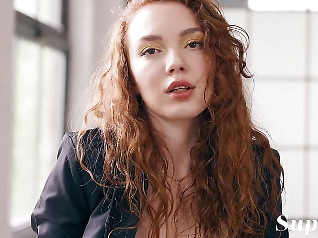 Anna Braveheart - Beautiful redhead solo in black stockings before shower