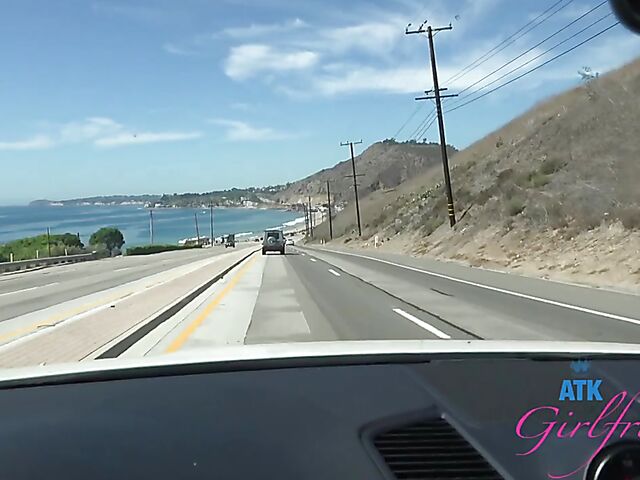 Naughty girlfriend Summer Vixen pissing and giving a car blowjob during the trip