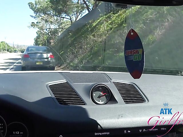 Naughty girlfriend Summer Vixen pissing and giving a car blowjob during the trip