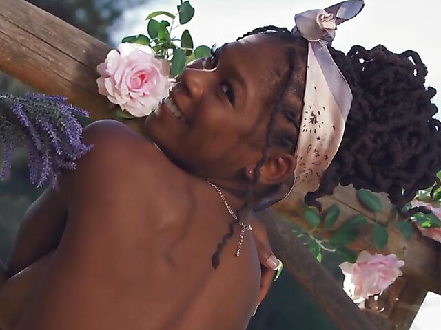 Hazel Grace - Graceful ebony masturbating outdoors in a pickup truck