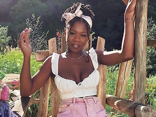 Hazel Grace - Graceful ebony masturbating outdoors in a pickup truck