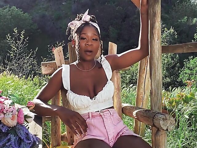 Hazel Grace - Graceful ebony masturbating outdoors in a pickup truck