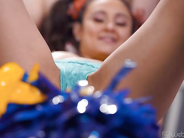 Squirting lesbian cheerleaders Eliza Ibarra and Coco Lovelock
