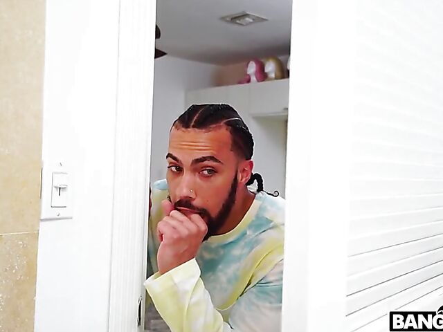 Busty ebony Lily Starfire showers her perfect boobs before having sex with a lucky dude