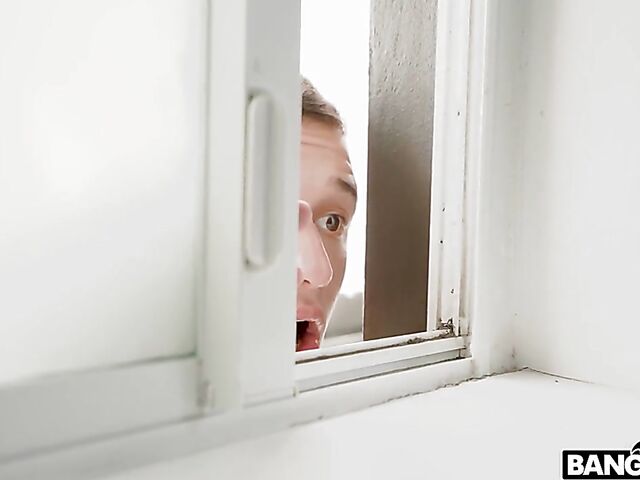 Johnny Love spies on Graycee Baybee's sexy boobs in the shower