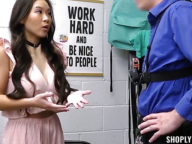 Hot asian shoplifter Kimmy Kim looking for new boobs