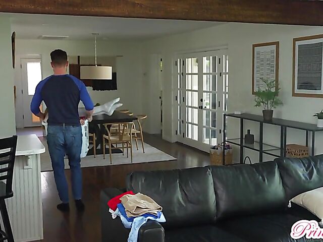 Bad stepsister Lana Smalls gets some cock in the laundry room