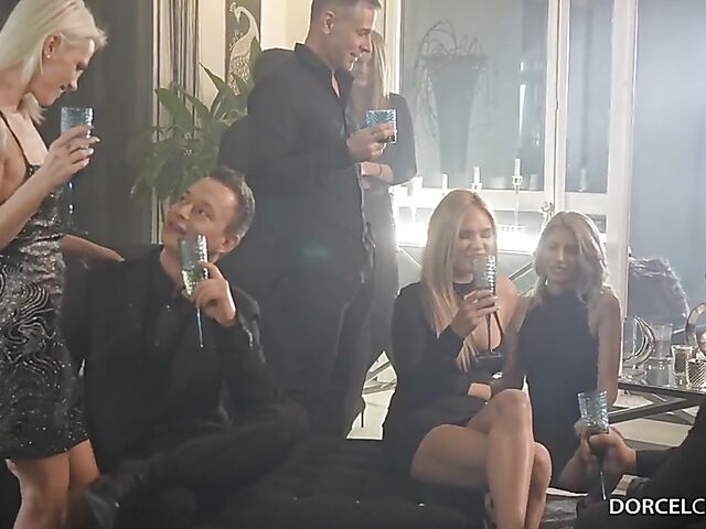 Two cocks threesome with curly-haired Geisha Kyd