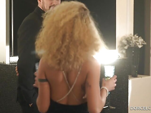 Two cocks threesome with curly-haired Geisha Kyd