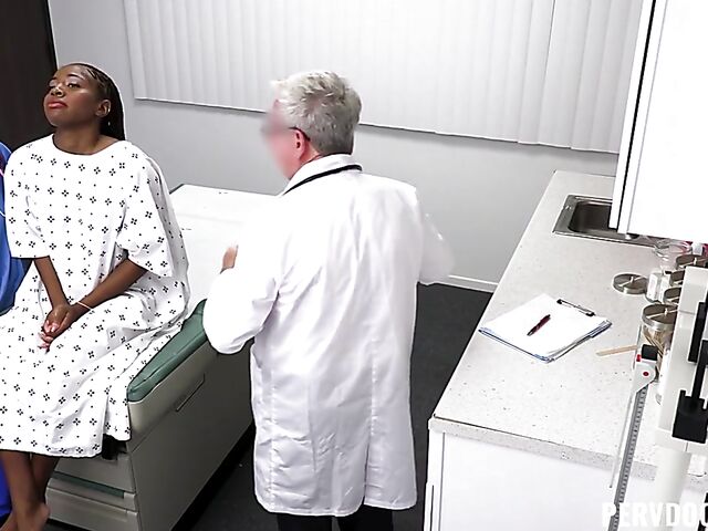 Amari Anne & Jessica Ryan - Ebony interracial threesome with doctor and nurse 