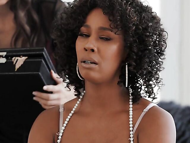 Misty Stone lesbian interracial scene with Maddy May