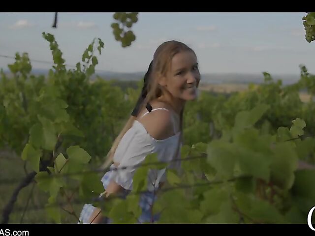 Alexis Crystal and Little Caprice lesbian sunset loving in the field