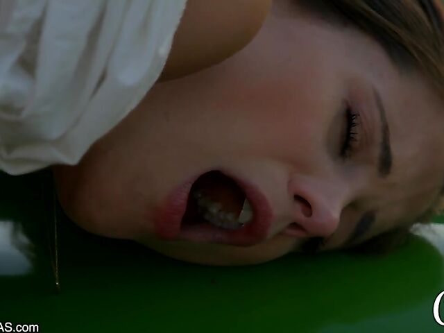 Alexis Crystal and Little Caprice lesbian sunset loving in the field