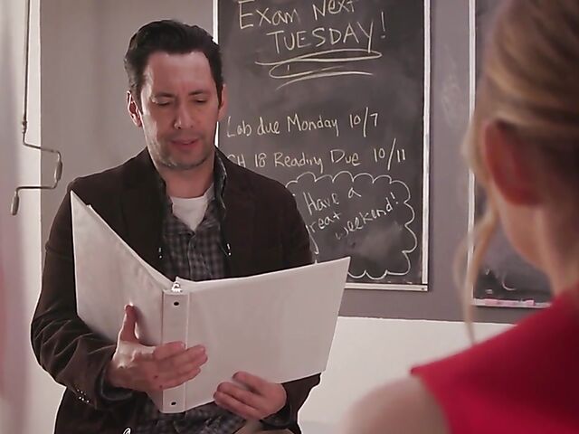 Teen cheerleader Coco Lovelock sucks and fucks her teacher at school