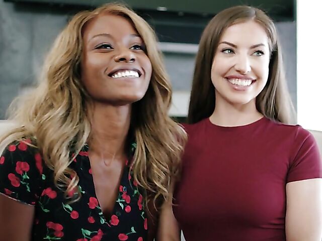 Jezabel Vessir, Mona Azar, Charlotte Sins and Spencer Bradley in interracial lesbian foursome