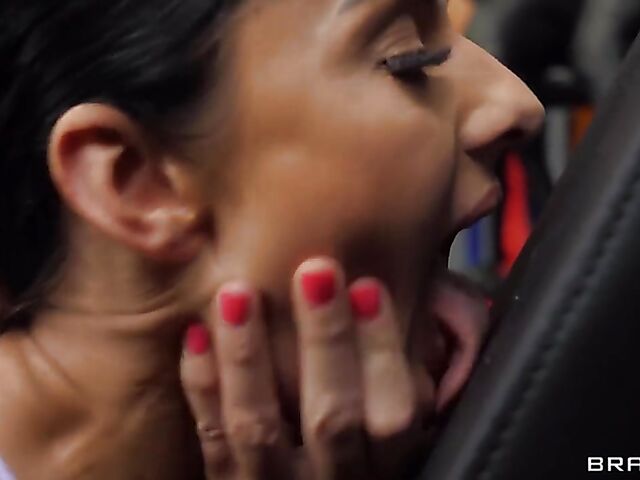 Aubrey Black & Maddy Black - Lesbian fitness babes with big tits do it in the gym