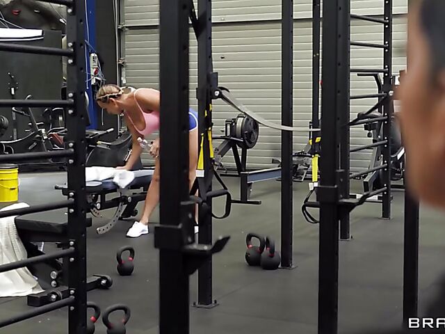 Aubrey Black & Maddy Black - Lesbian fitness babes with big tits do it in the gym