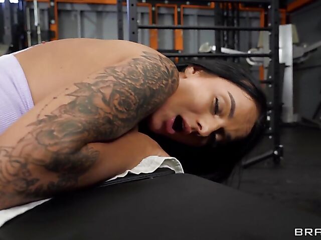 Aubrey Black & Maddy Black - Lesbian fitness babes with big tits do it in the gym