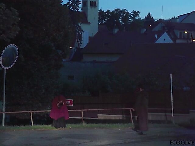 Blonde slut gets picked up and railed in the night on Halloween