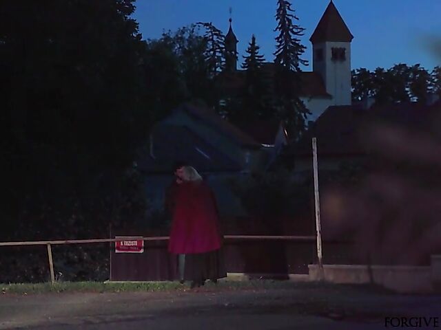 Blonde slut gets picked up and railed in the night on Halloween