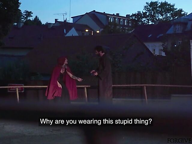 Blonde slut gets picked up and railed in the night on Halloween