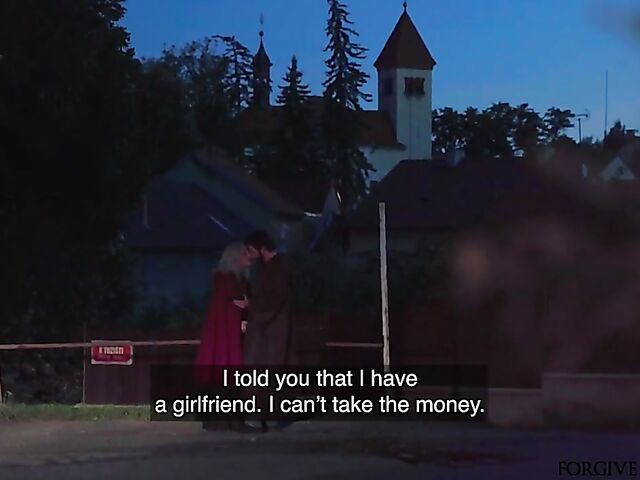 Blonde slut gets picked up and railed in the night on Halloween