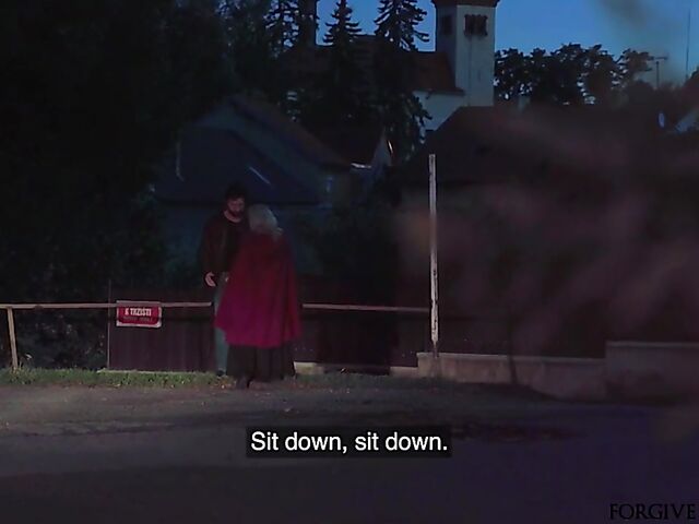 Blonde slut gets picked up and railed in the night on Halloween