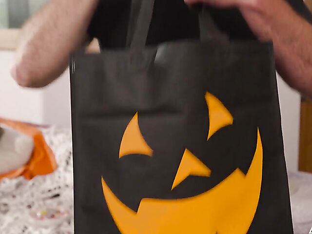 Kimmy Kimm - Asian babe in fishnets and boots gets a dick on Halloween