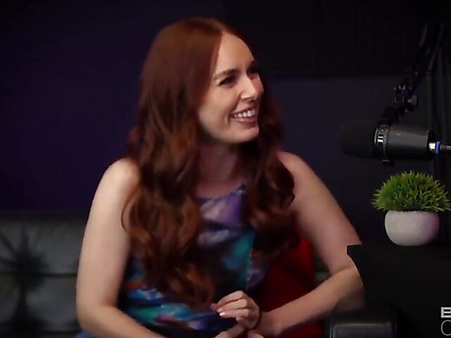 Redhead pornstar podcast and sex on the couch featuring Kiki Vidis